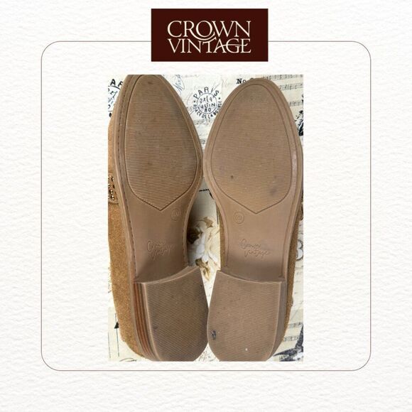 Crown Vintage Lorina Loafer, Brown Suede, Metallic Studs, Almond Toe, Women's 6M - Picture 6 of 6